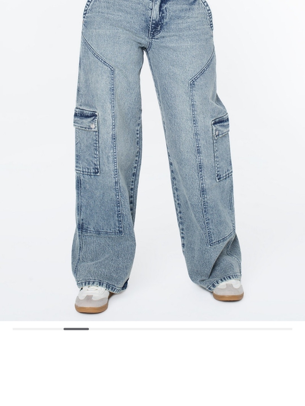 NWT Wide Leg Cargo Denim Jeans - Light Blue - Picture 3 of 11